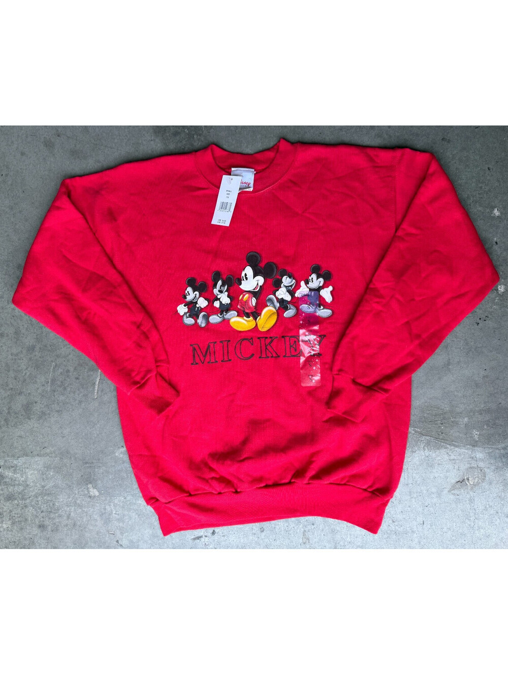 VTG NWT Mens Sz Small DISNEY STORE Mickey Mouse Red Sweater Pullover Crewneck